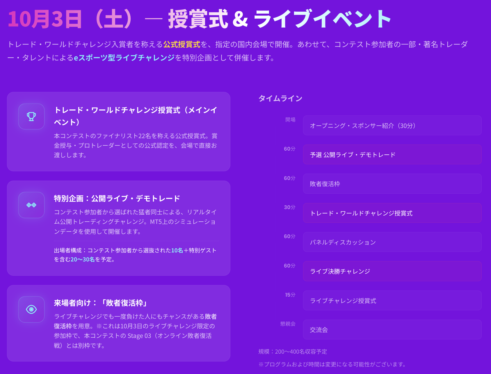Fintokei授賞式&ライブイベント日程